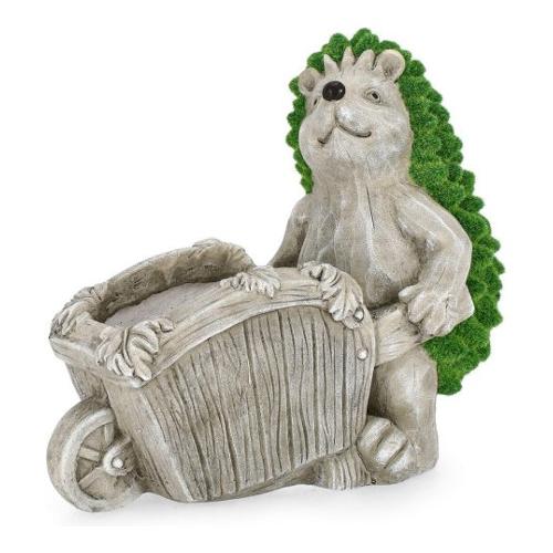 Porta vaso magnesia Riccio con carriola (36,5x19,5x32,5cm) GARDEN Grigio e Verde 0143146