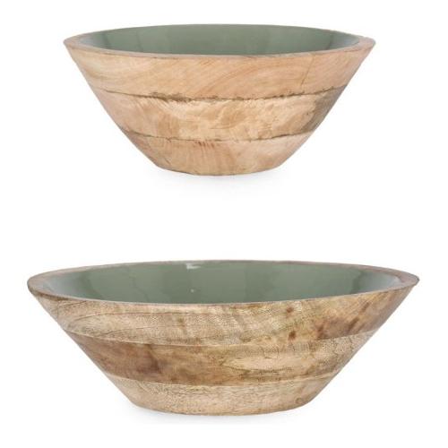 Insalatiera Legno Set 2 pz (25x10 e 30x14 cm) THARA Naturale e Verde 0550928