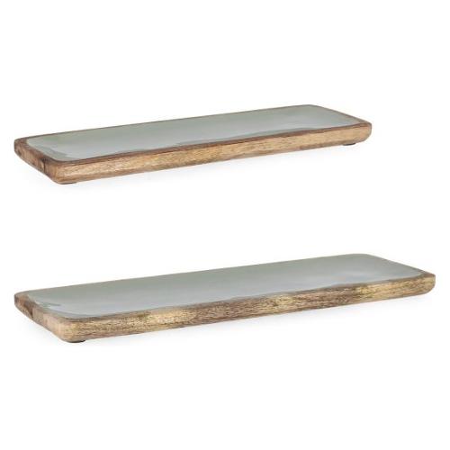 Set vassoi (38x12 e 46x15 cm) 2 pz Legno THARA Verde 0550927