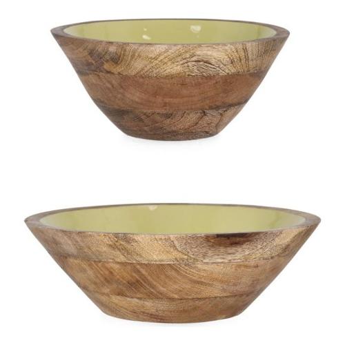 Insalatiera Legno Set 2 pz (25x10 e 30x14 cm) THARA Naturale e Giallo 0550937