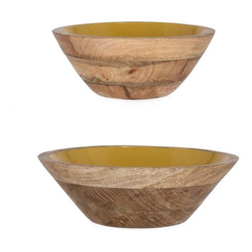 Insalatiera Legno Set 2 pz (25x10 e 30x14 cm) THARA Naturale e Arancione 0550946