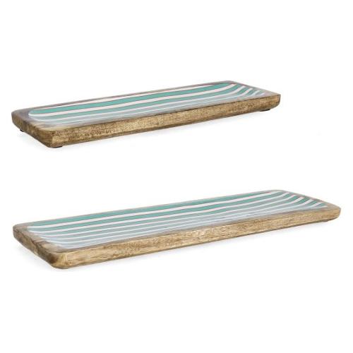 Set vassoi (38x12 e 46x15 cm) 2 pz Legno THARA Verde rigato 0550972