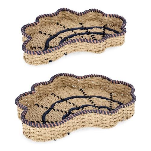 Set vassoi (44x30 e 50x38x6 cm) 2 pz Ferro KYA Naturale e Blu 0141583