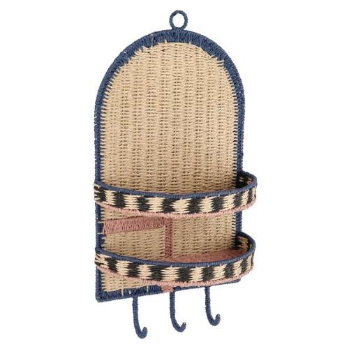 Porta oggetti (31x17x60cm) da parete 2P con 3 ganci KYA Blu e Beige 0141580