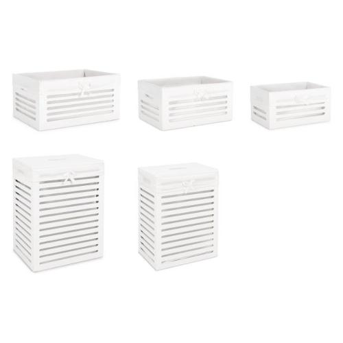 Set porta biancheria 2 pz con 3 cestini rettangolari ISRA Bianco 0402421