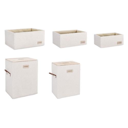 Set porta biancheria 2 pz con 3 cestini rettangolari DENNY Bianco 0402420