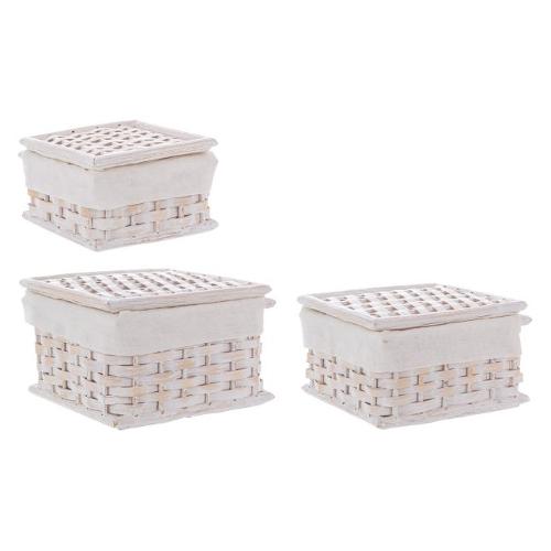 Set porta oggetti 3 pz con coperchio HOMELY Bianco 0402410