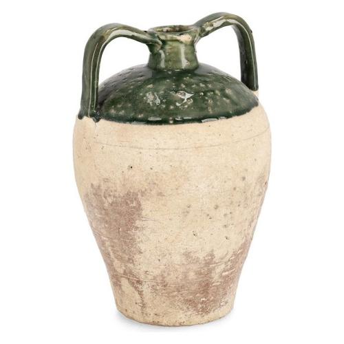 Vaso terracotta (19,5x33cm) Anfora 2 manici RUNE Verde e Beige 0792301
