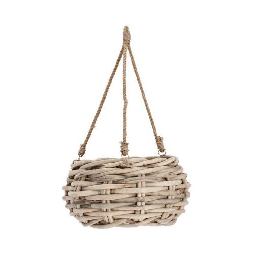 Porta vaso sospeso con gancio fibra naturale (40x20cm) YULIA Grigio 0380967