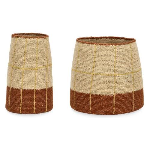 Set porta vasi piante 2 pz decorativi fibra naturale TUY Naturale e Marrone 0187127