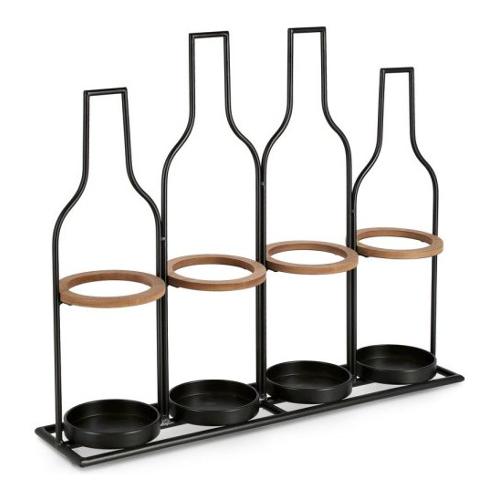 Porta bottiglie 4 posti appoggio ISAAC Nero 0187111
