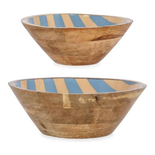 Insalatiera Legno Set 2 pz (25x10 e 30x14 cm) CHILL Naturale e Azzurro 0551030