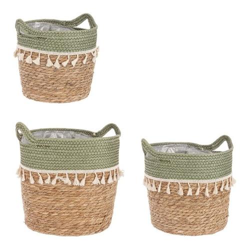 Set ceste 3 pz 2 manici BRIDGET Naturale e Verde 0411098