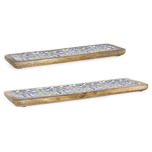 Set vassoi (38x12 e 46x15 cm) 2 pz Legno SINTRA Maioliche blu 0551010