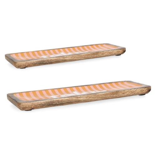 Set vassoi (38x12 e 46x15 cm) 2 pz Legno RELAX Arancio rigato 0551029