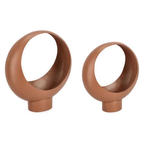 Set porta vasi piante 2 pz con base rialzata acciaio KEYRA Marrone 0722909