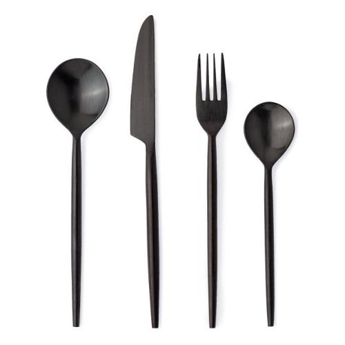 Set posate tavola 16 pz Inox BRONTE Nero satinato PVD 0555425