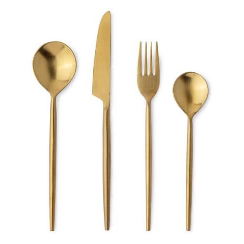 Set posate tavola 16 pz Inox BRONTE Oro satinato 0555437