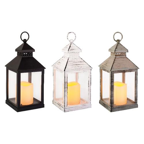 Lanterna (11x11x22,5cm) con candela led effetto fiamma LUMINEO Assortito 894382