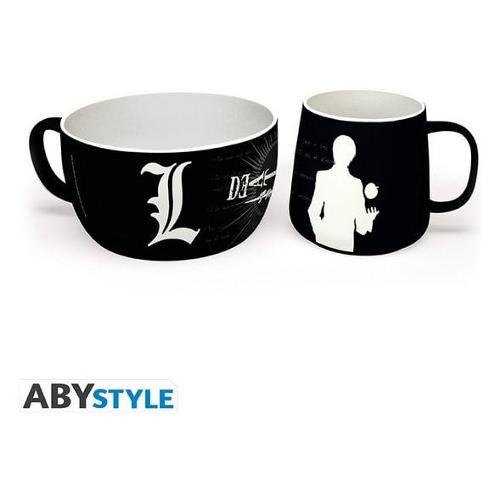 Set tazze ceramica Breakfast Mug e Bowl (350ml e 800ml) DEATH NOTE Nero e Bianco ABYTAB126