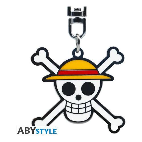 Portachiavi Skull Monkey Luffy metallo (40mm) ONE PIECE Cromo e Giallo ABYKEY646
