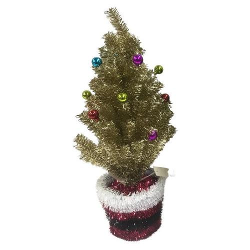 Albero Natale soprammobile Assortito Oro e Verde 89611 (22x48cm)