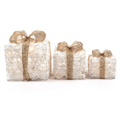 Pacchi regalo (3pz) 23 luci - LED Oro e Bianco 17301