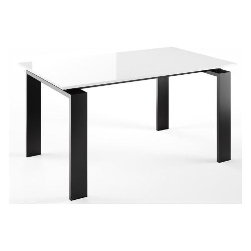 TORINO Tavolo Allungabile Nero e Vetro bianco (150-200x90cm)