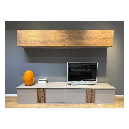 RIGA Parete soggiorno Tortora e Rovere (240cm)