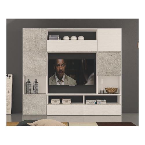 SILVER Parete soggiorno Gesso e Cemento (245cm)