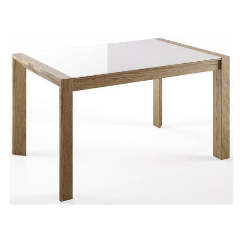 NEW MILANO Tavolo Allungabile Rovere cadiz e Vetro bianco (140-220x90cm)