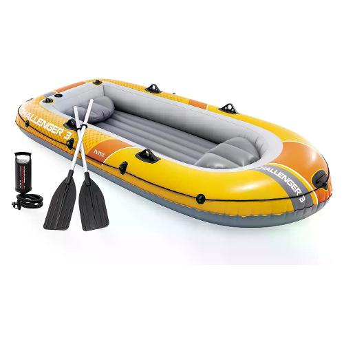 Canotto gonfiabile set con remi e pompa (295x137x43cm) CHALLENGER 2 Giallo e Grigio 66313