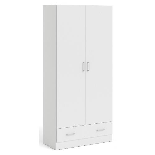 SPACE Armadio 2 Ante battenti, 1 Cassetto White (80cm) Mobile KIT