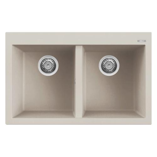 Lavello 2 vasche (79x50cm) QUADRA 350 Bianco soft Opaco LGQ35039