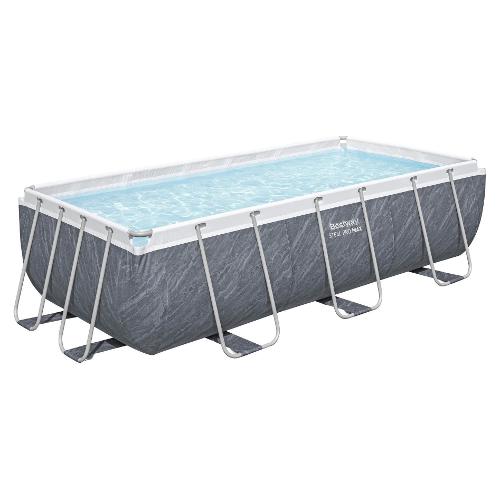 Piscina con pompa a sabbia (404x201x100cm) per 3 - 4 persone STEEL PRO MAX Effetto marmo grigio 56721 7