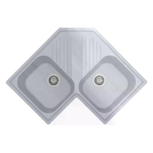 Lavello 2 vasche (83x83cm) angolare FUTURA Alluminio Metal FTA832071