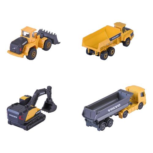 Set 4 mezzi da cantiere Volvo Construction scala 1:64 MAJORETTE Giallo e Grigio 8503105000S06