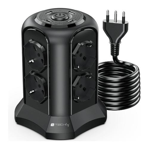 Presa filtrata 8 posti IUPS PCP TOWER02 Black 620553