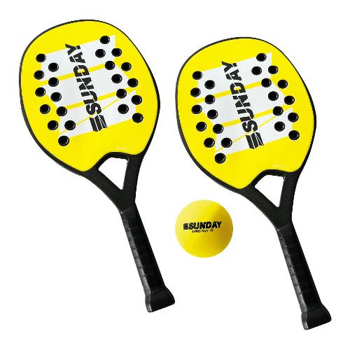 Set racchette Pro con sacca in rete 2 pz SUNDAY Giallo e Nero 47110