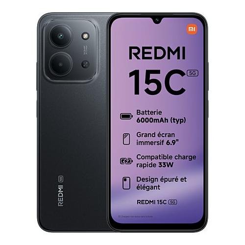 Smartphone 6,9" REDMI 15C 5G Midnight black ( 256GB Ram 4GB 6000 mAh )
