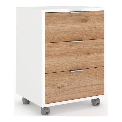 QUADRANTE 733 Cassettiera ufficio 3 Cassetti Bianco neve e Rovere cadiz (50cm)