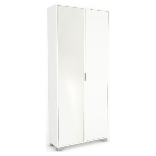 QUADRANTE 7418 Armadio 2 Ante battenti Bianco neve e Specchio (85cm)