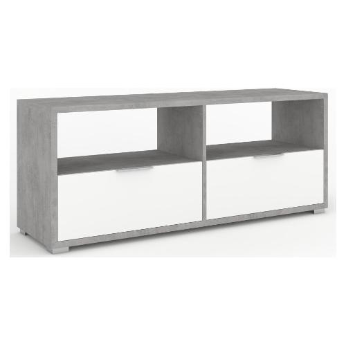 DOUBLE Db801 Base soggiorno Cemento e Bianco neve (139x41x57cm)