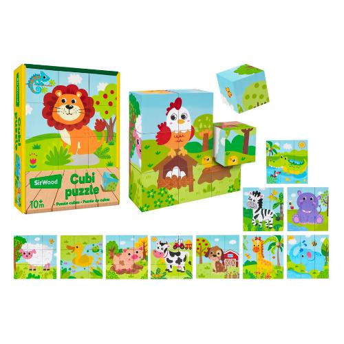 Puzzle 9 pz Cubi animali  10m+ (10x10x10cm) SIR WOOD Assortito 42392