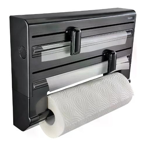 Porta rotolo Parat triplo a parete (38x8,7x26cm) Black diamond 25794