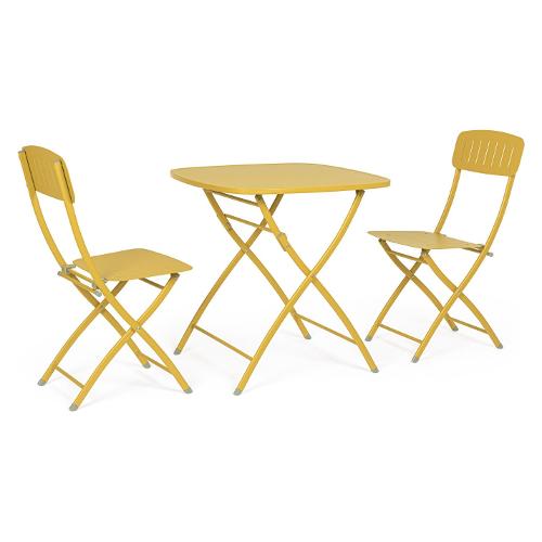Set tavolo e sedie acciaio YVONNE 2 posti Ocra 0803569