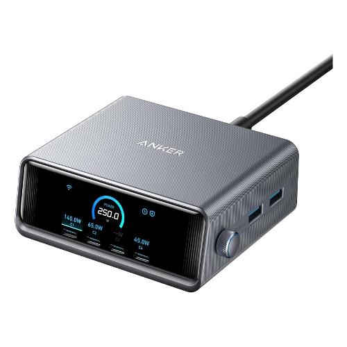 Caricabatterie USB Type-A, USB Type-C PRIME Charger GaN 250W Gray e Black A2345341