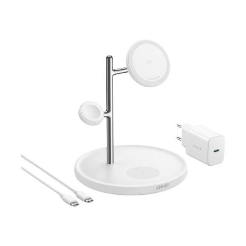 Caricabatterie MAGGO Charging Station 3in1 White e Silver 15W B25M3322
