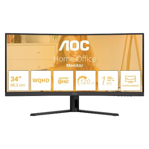 Monitor 34" ( LED 3440x1440 UWQHD 120Hz ) HOME OFFICE Curvo Black CU34B3E