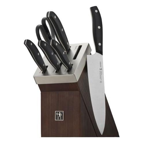 Ceppo con coltelli 5 pz affilacoltelli integrato e forbice multifunzione SHARP BLOCK Marrone e Inox 1012635
